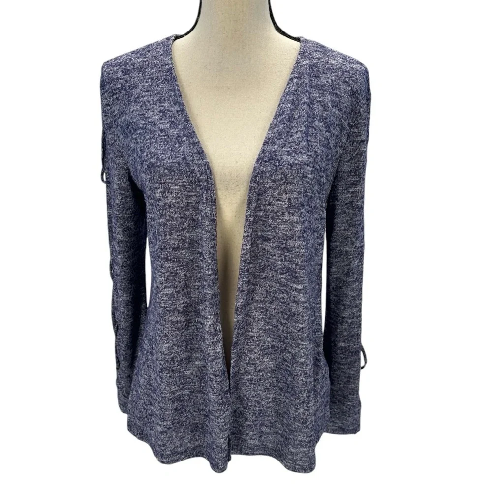 Selfie Long Lace Up Detail Sleeve Lightweight Cardigan - Blue - size Medium